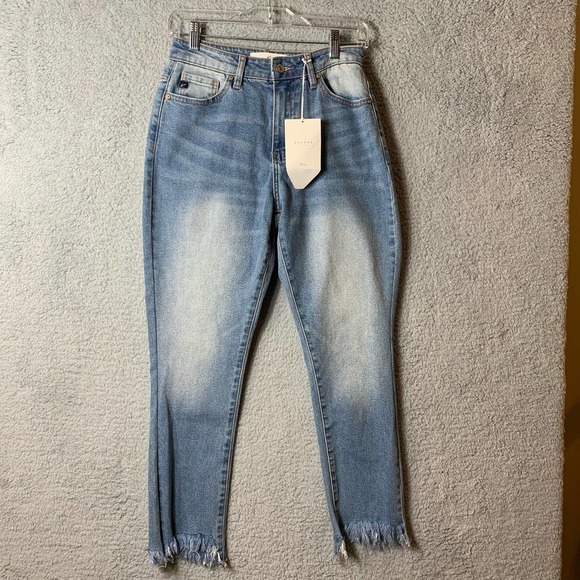 KanCan Jeans Womens 5/26 Light Wash High Rise Skinny‎ Raw Hem Stretch NEW - Picture 1 of 6